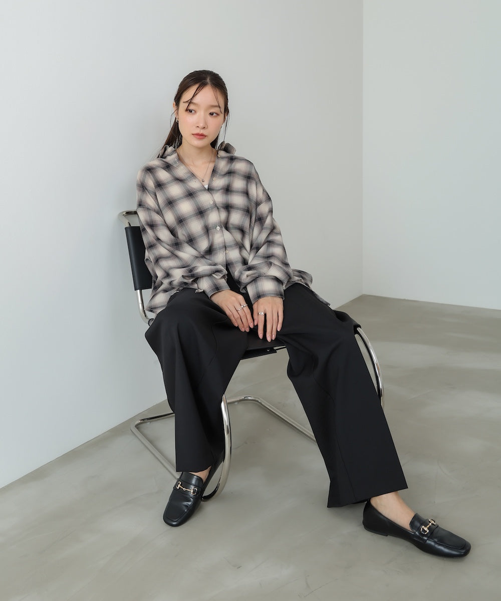 チェックバックギャザーシャツ