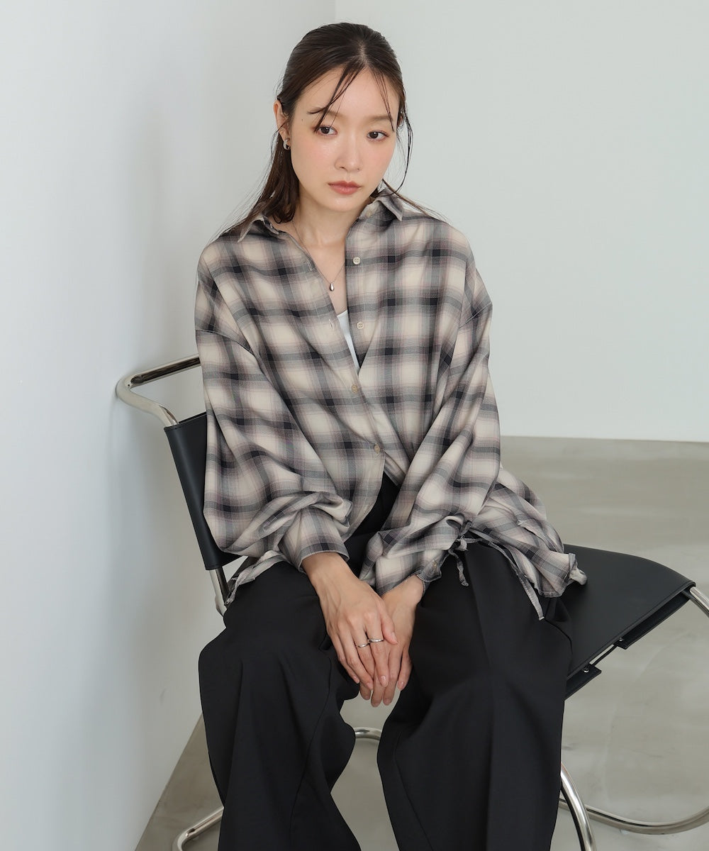 チェックバックギャザーシャツ