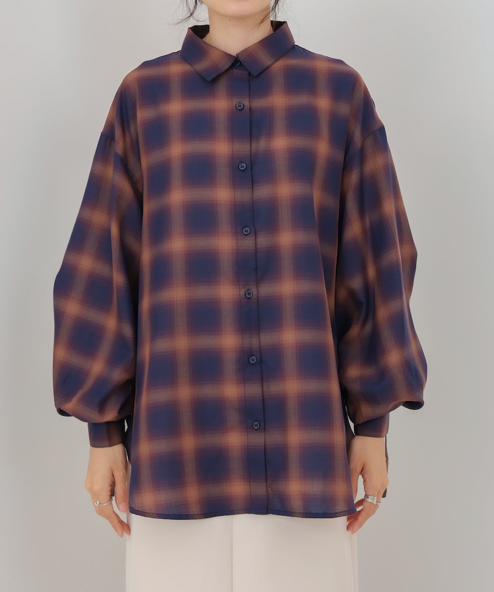 チェックバックギャザーシャツ