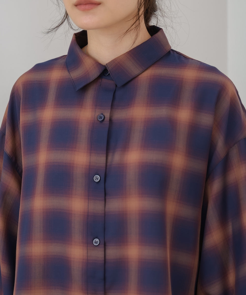 チェックバックギャザーシャツ