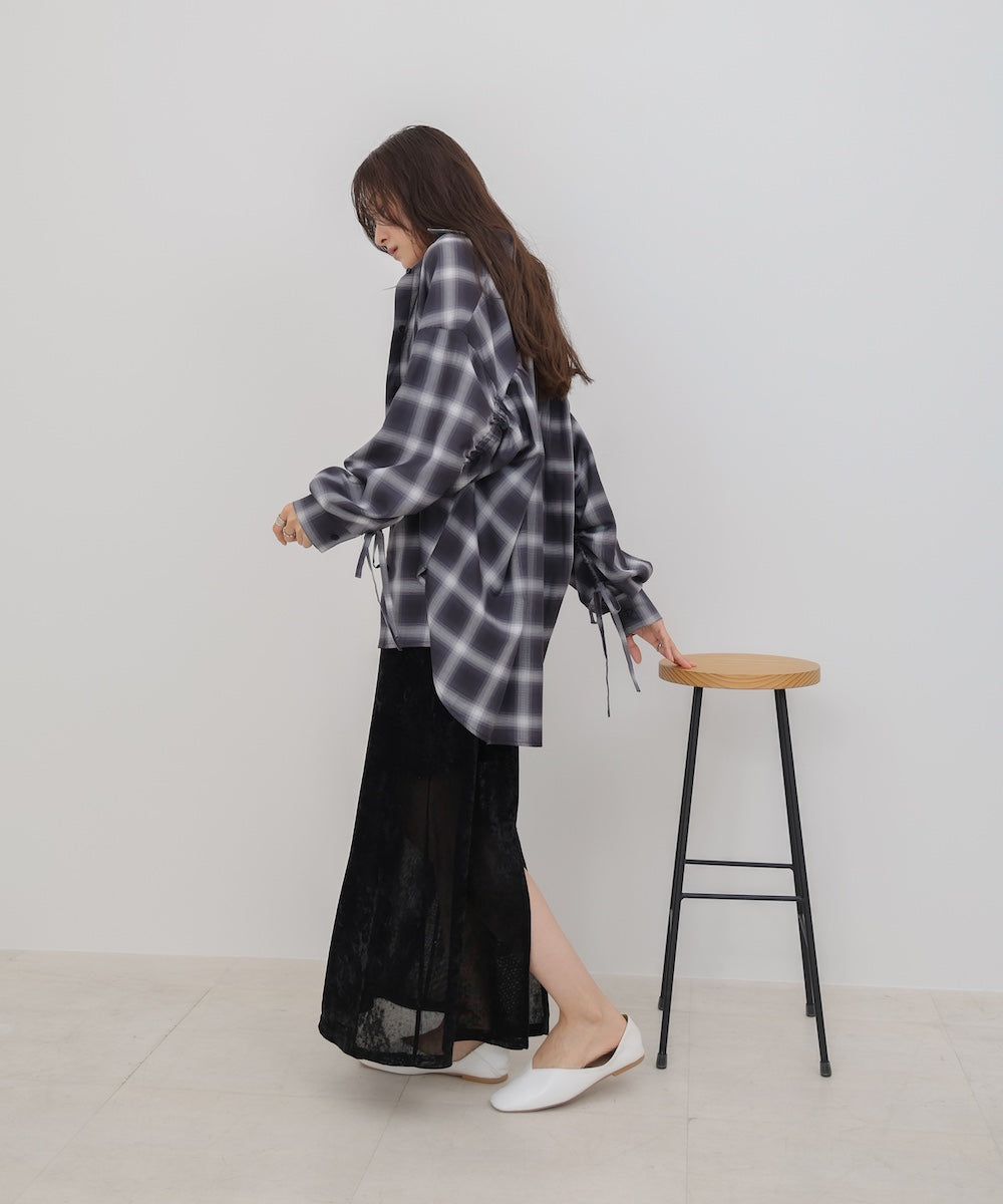 チェックバックギャザーシャツ
