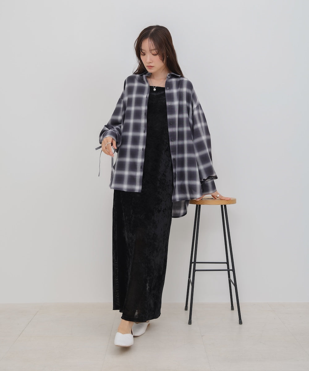 チェックバックギャザーシャツ