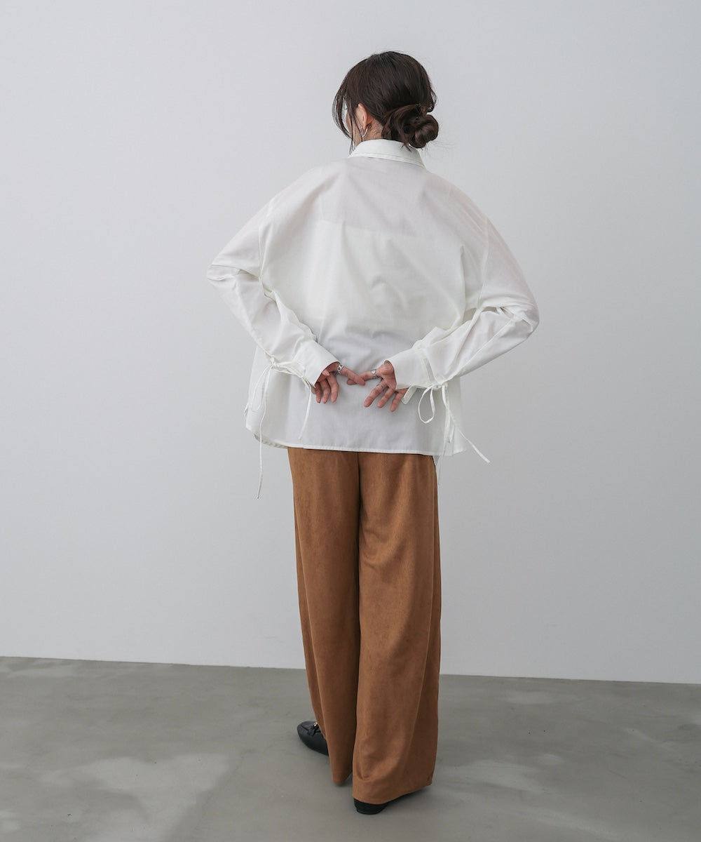 ダブルカラー袖リボンシャツ