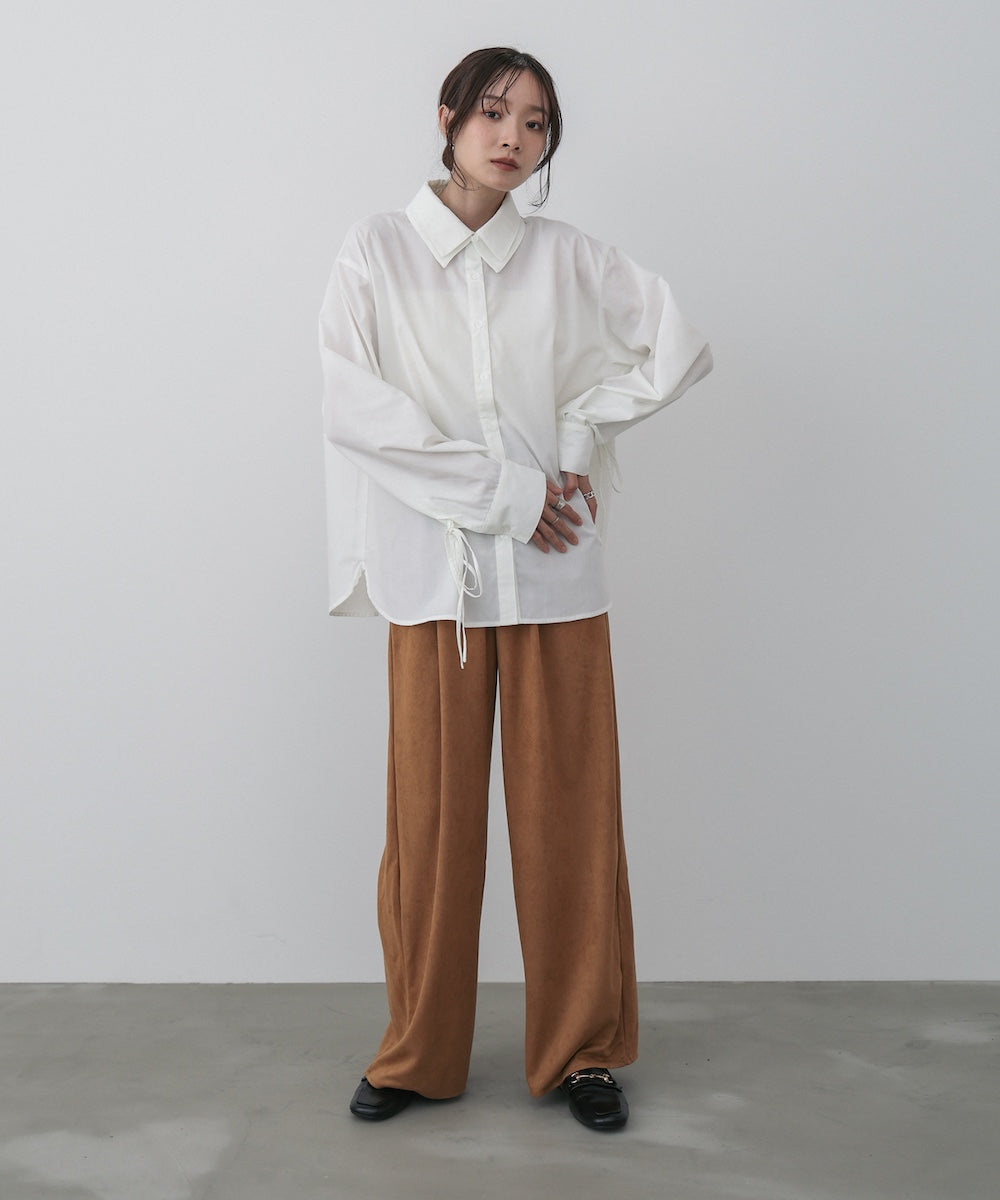 ダブルカラー袖リボンシャツ
