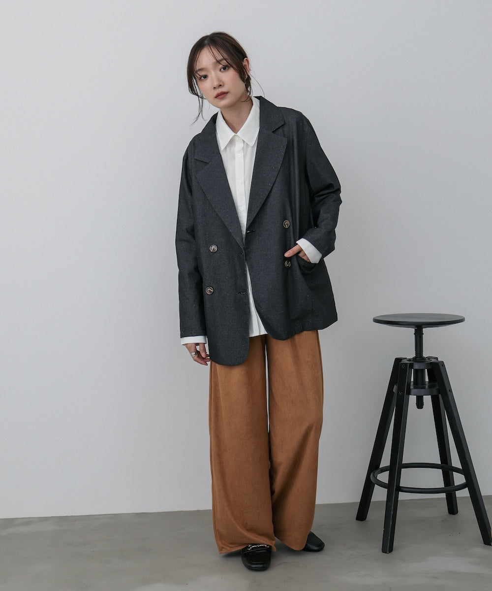 ダブルカラー袖リボンシャツ