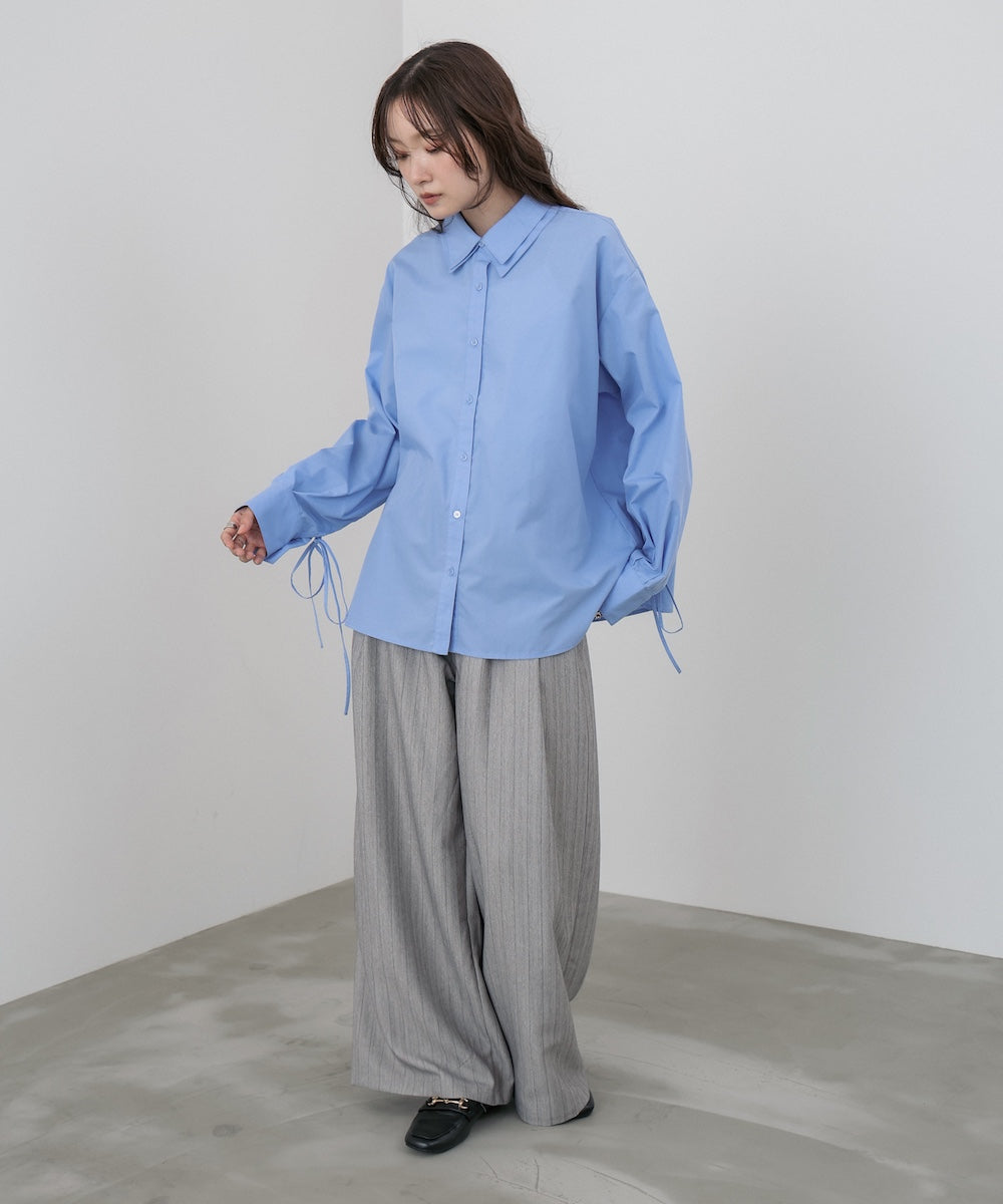 ダブルカラー袖リボンシャツ