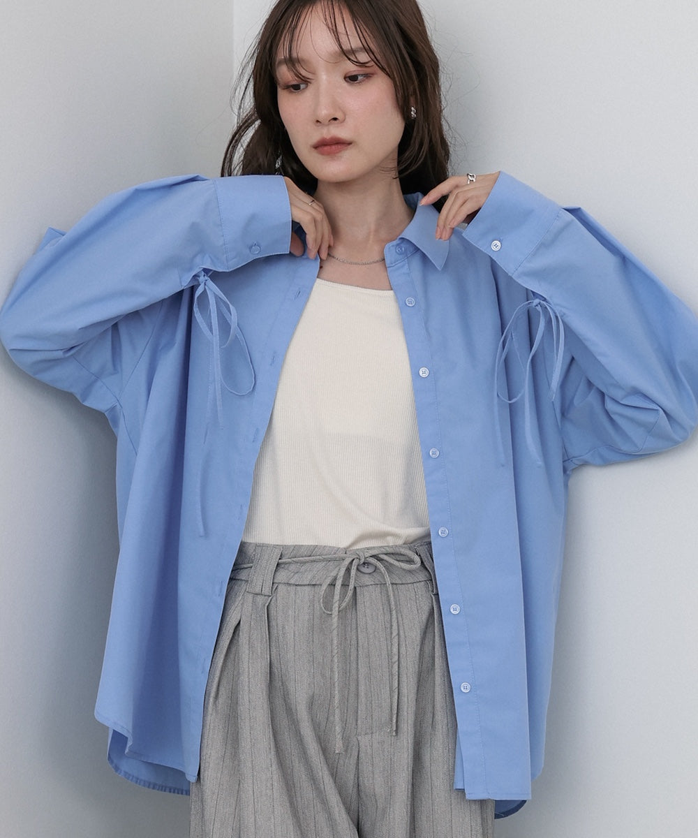 ダブルカラー袖リボンシャツ