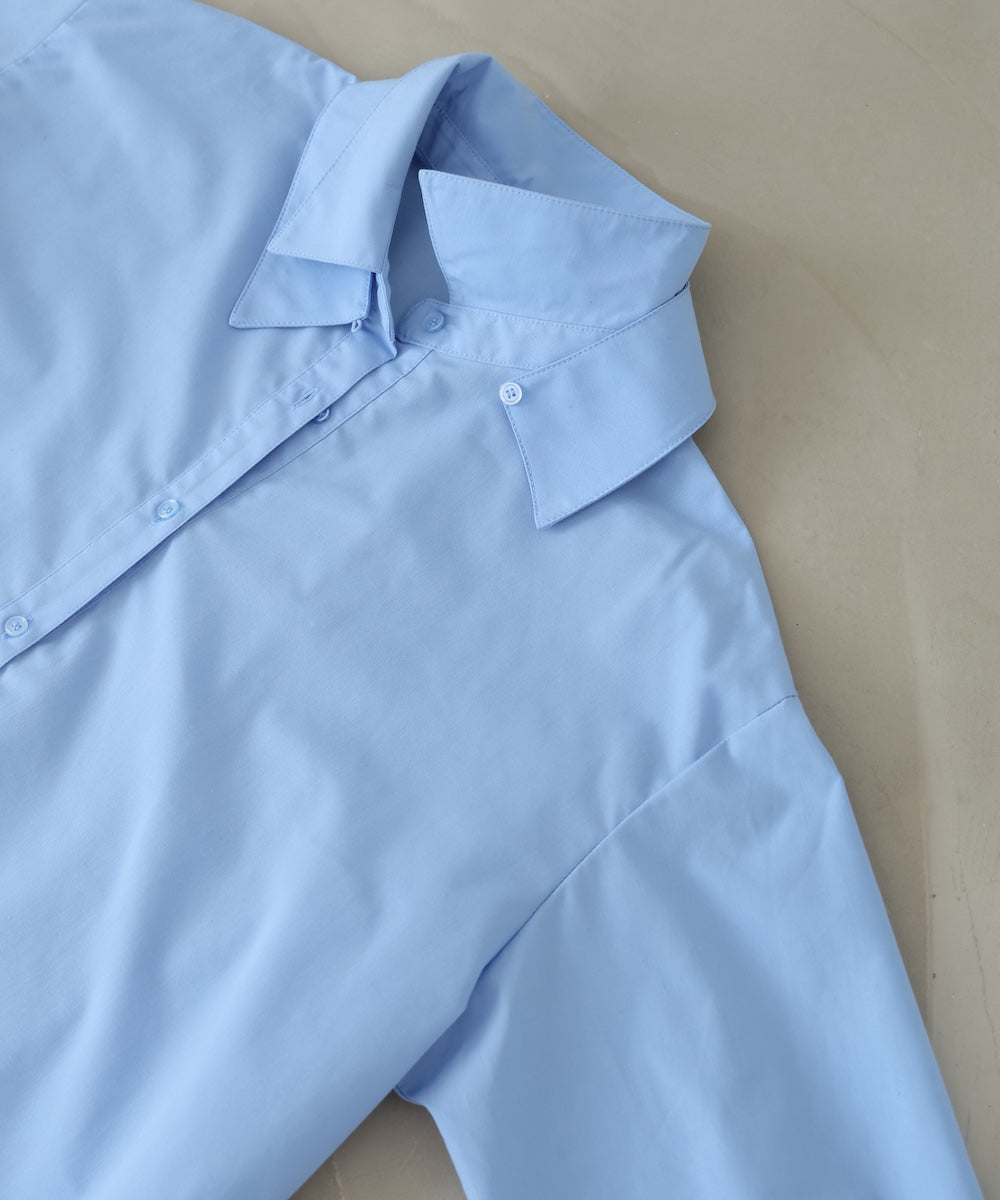 ダブルカラー袖リボンシャツ