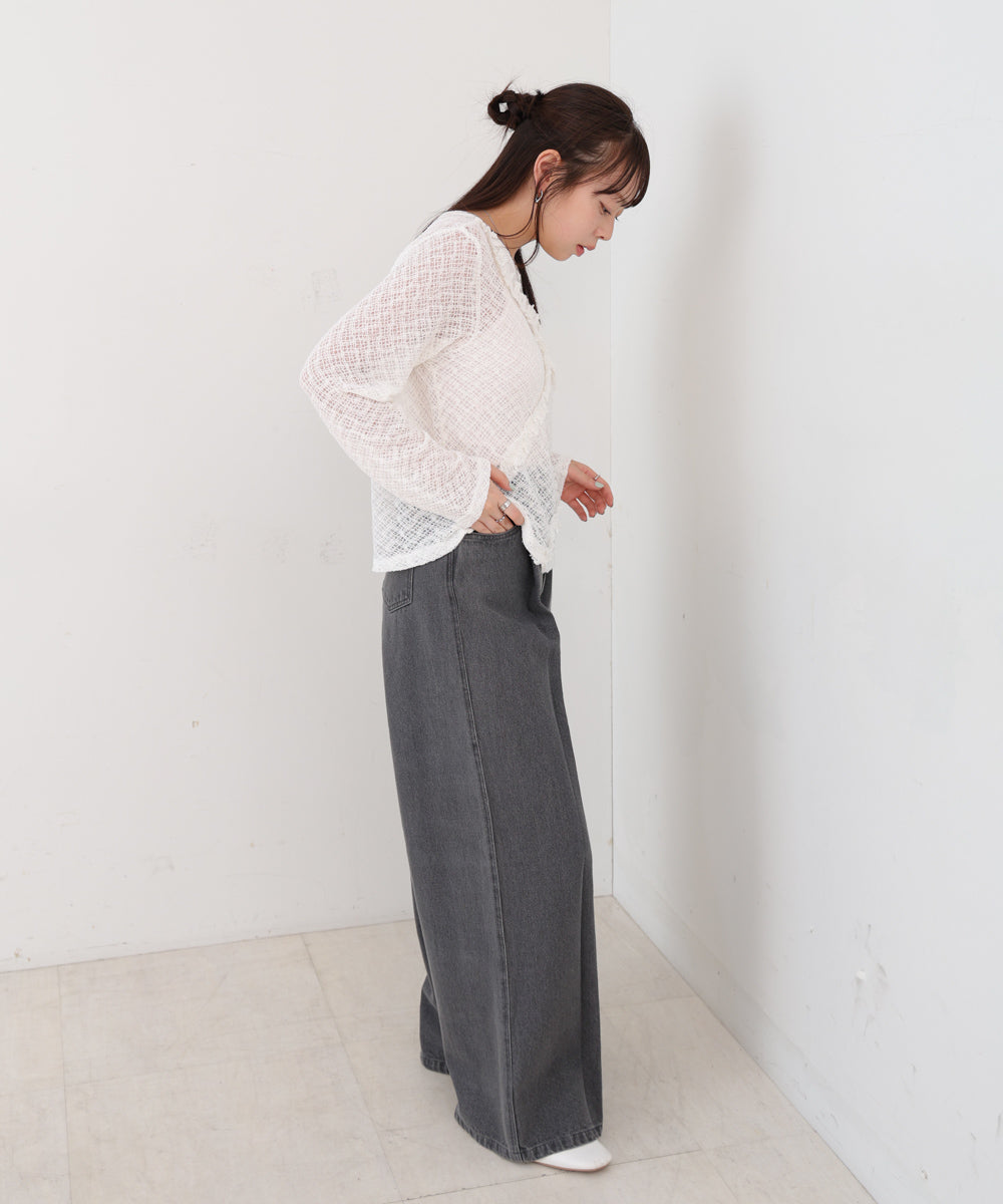 レースフリルシアーロングTシャツ