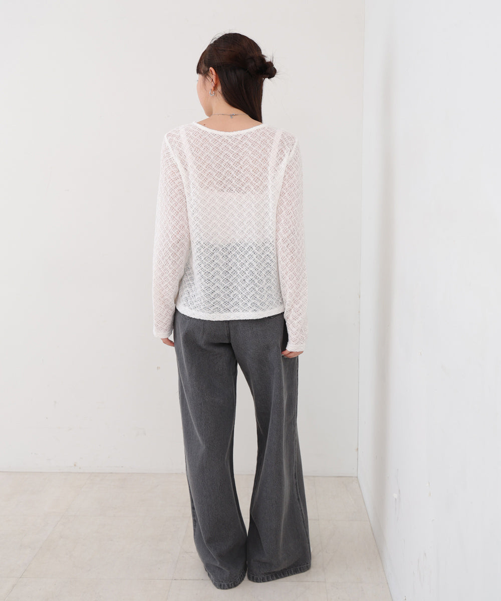 レースフリルシアーロングTシャツ