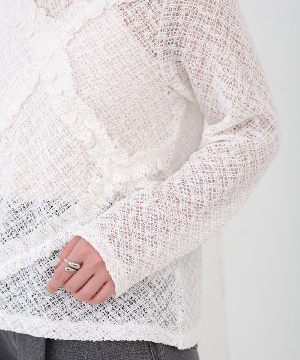 レースフリルシアーロングTシャツ