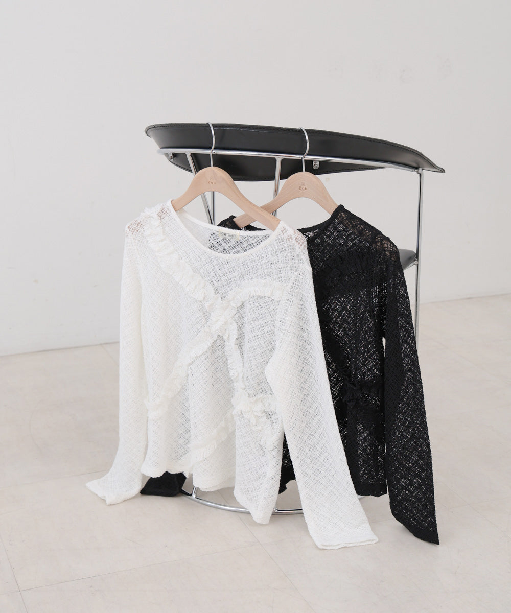 レースフリルシアーロングTシャツ