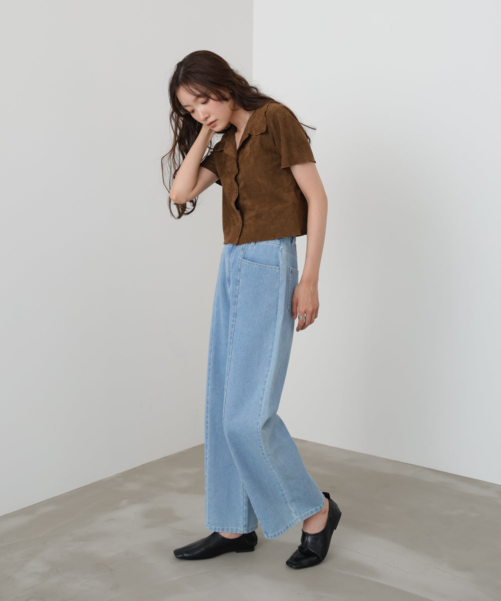 ライトスエード半袖メロウシャツ