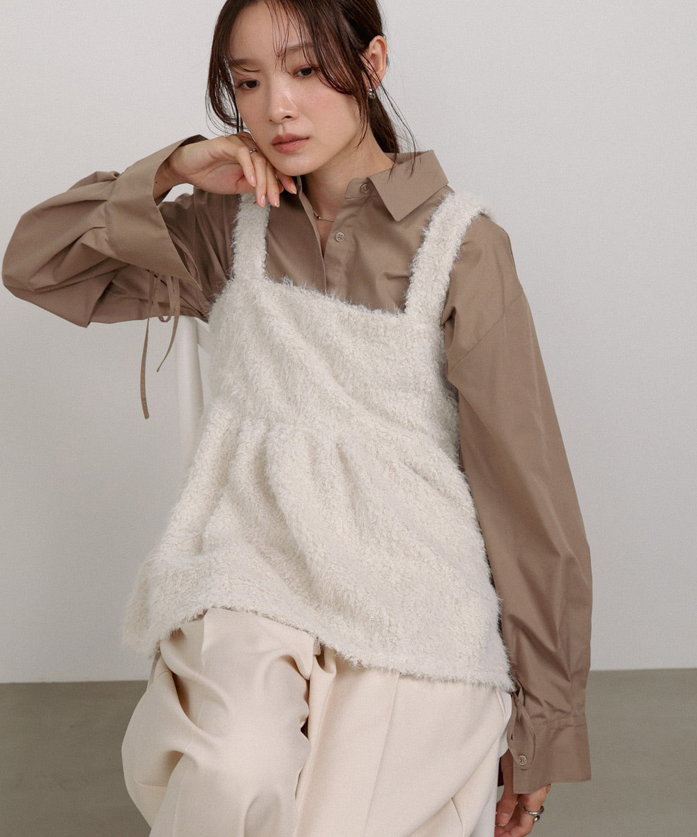 ブークレーシャギー ペプラムキャミソール