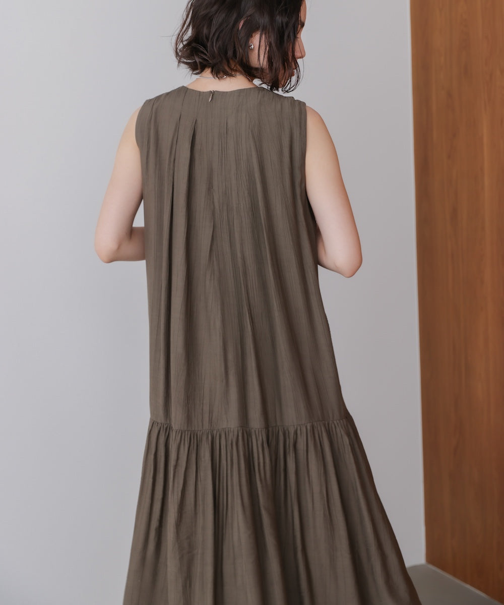 ボカシプリントギャザー切替ワンピース