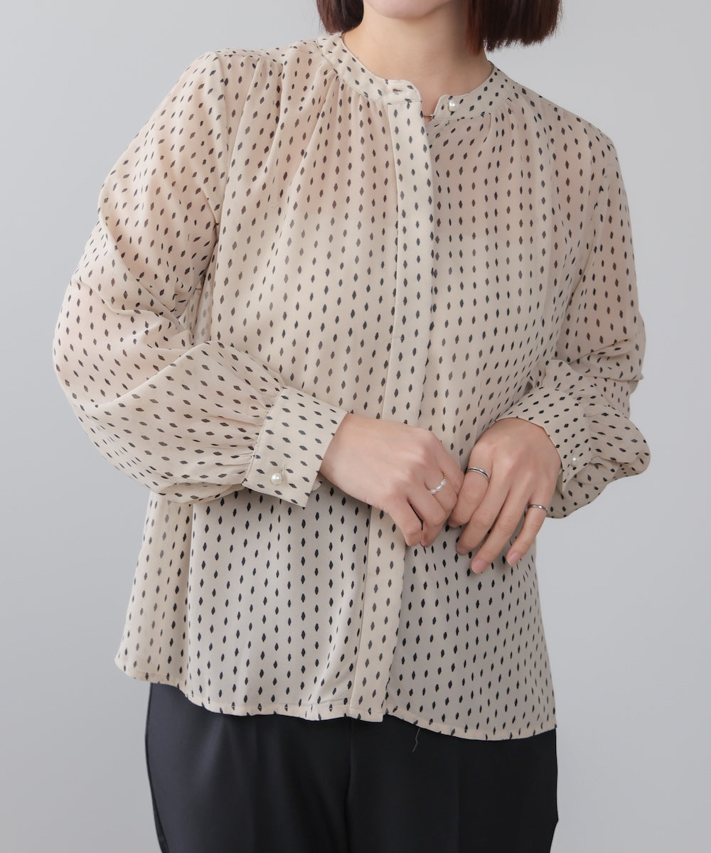 パターンシフォンブラウス