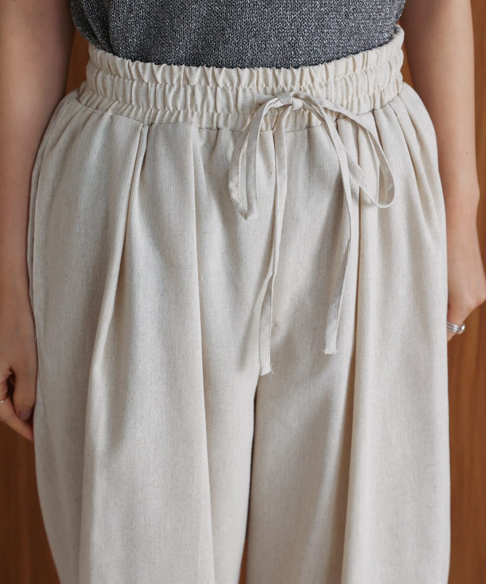 【WEB限定カラー】麻調レース切替パンツ