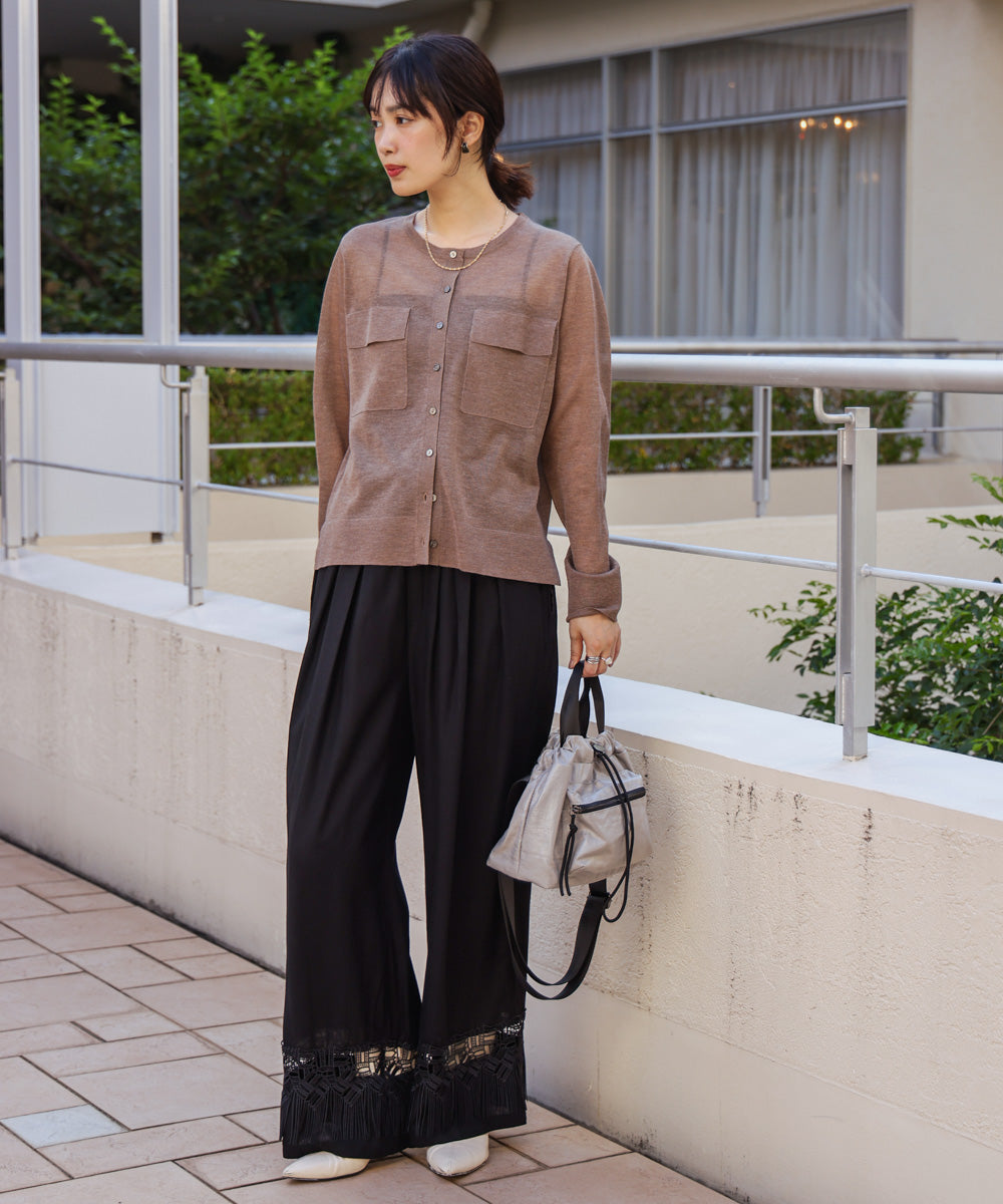 【WEB限定カラー】麻調レース切替パンツ