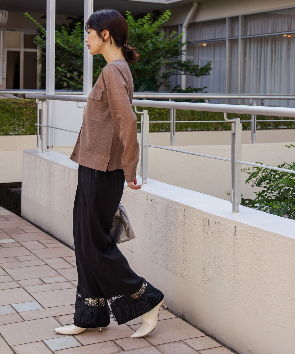 【WEB限定カラー】麻調レース切替パンツ
