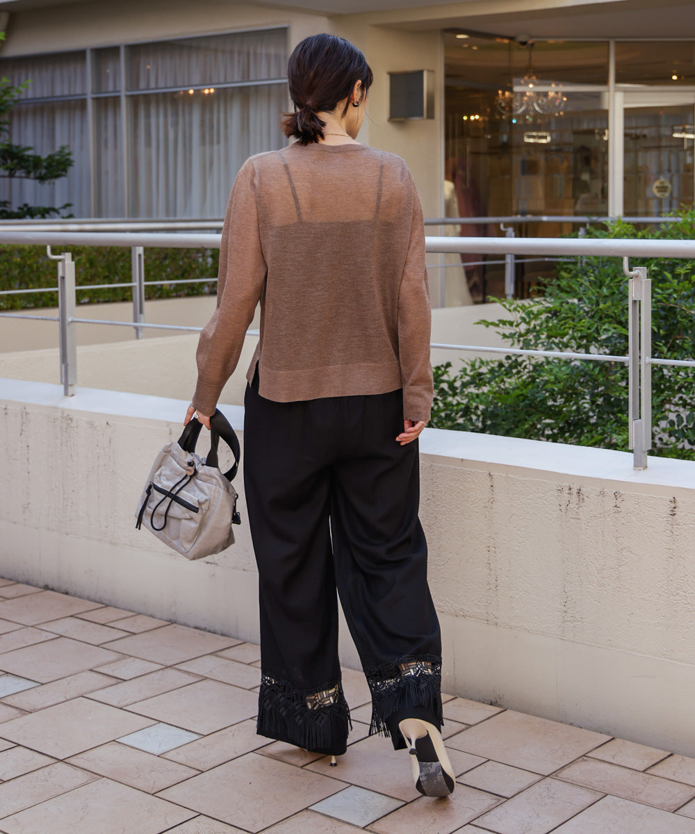 【WEB限定カラー】麻調レース切替パンツ