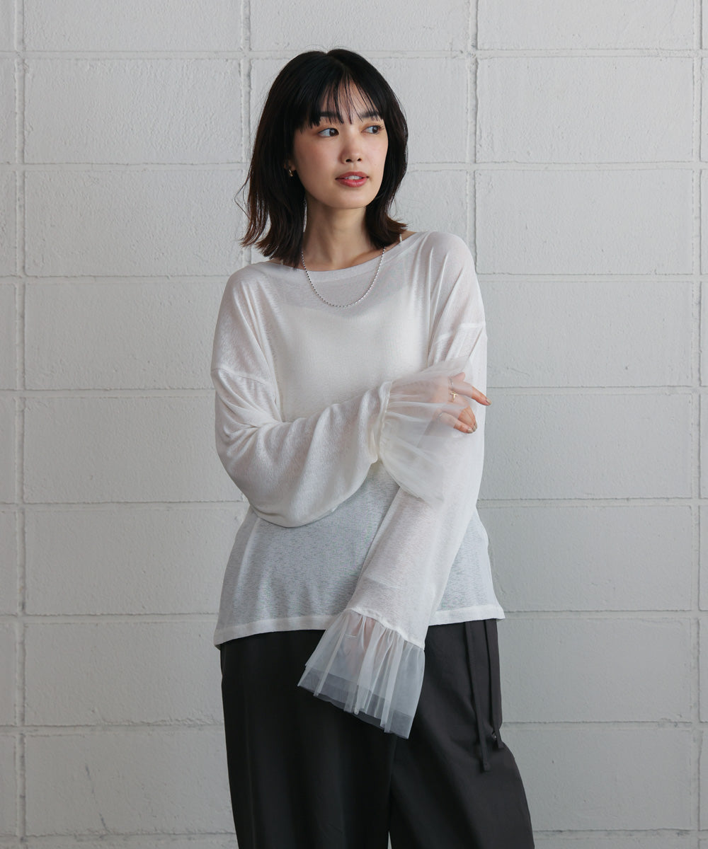 【WEB限定】チュールペプラム袖プルオーバー