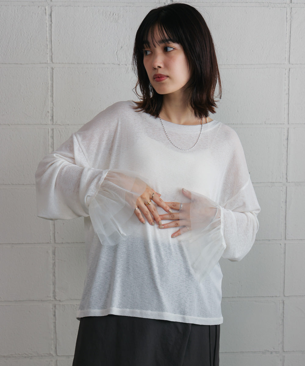 【WEB限定】チュールペプラム袖プルオーバー