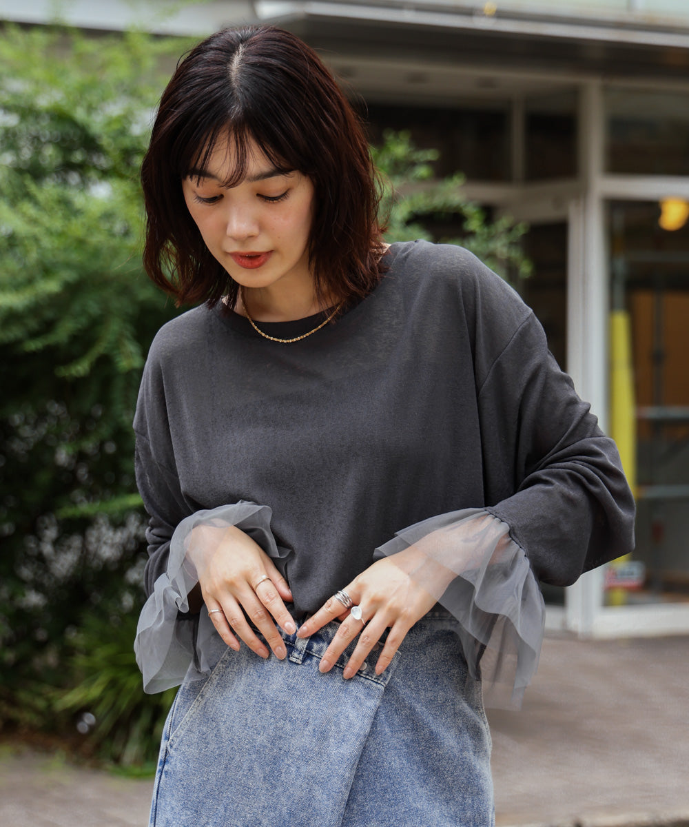 【WEB限定】チュールペプラム袖プルオーバー