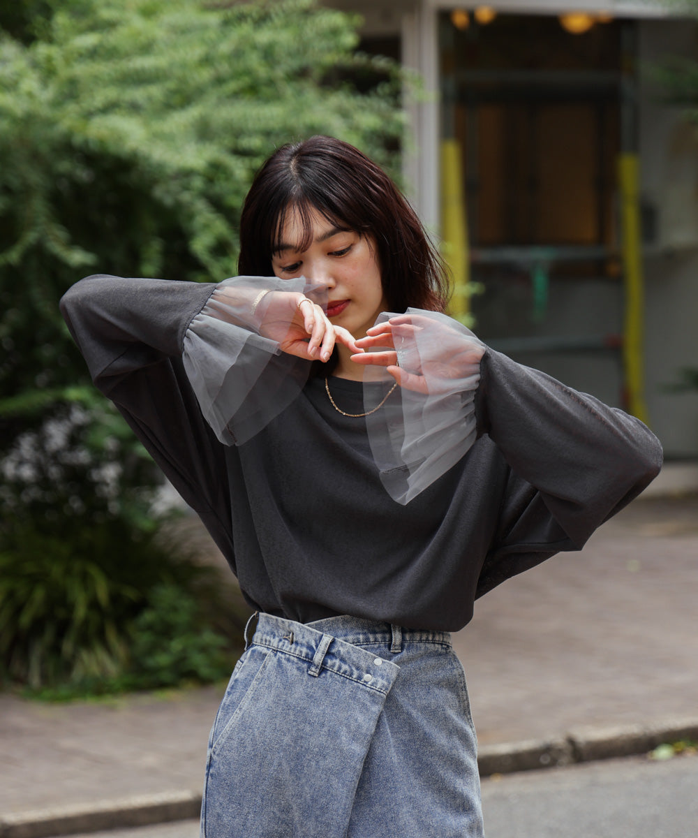 【WEB限定】チュールペプラム袖プルオーバー