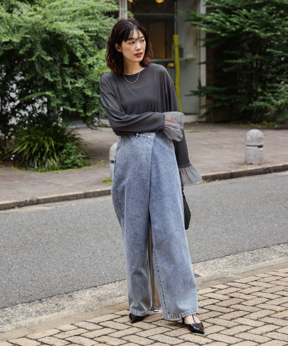 【WEB限定】チュールペプラム袖プルオーバー