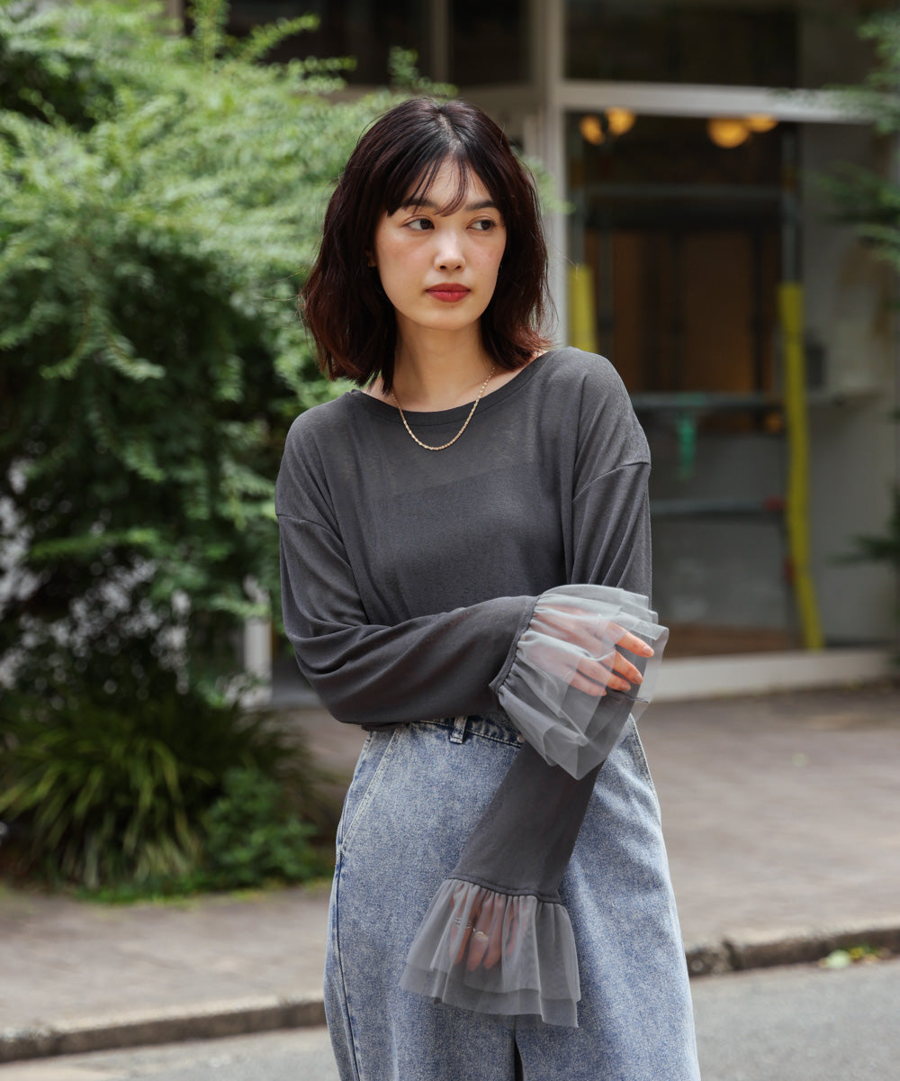 【WEB限定】チュールペプラム袖プルオーバー