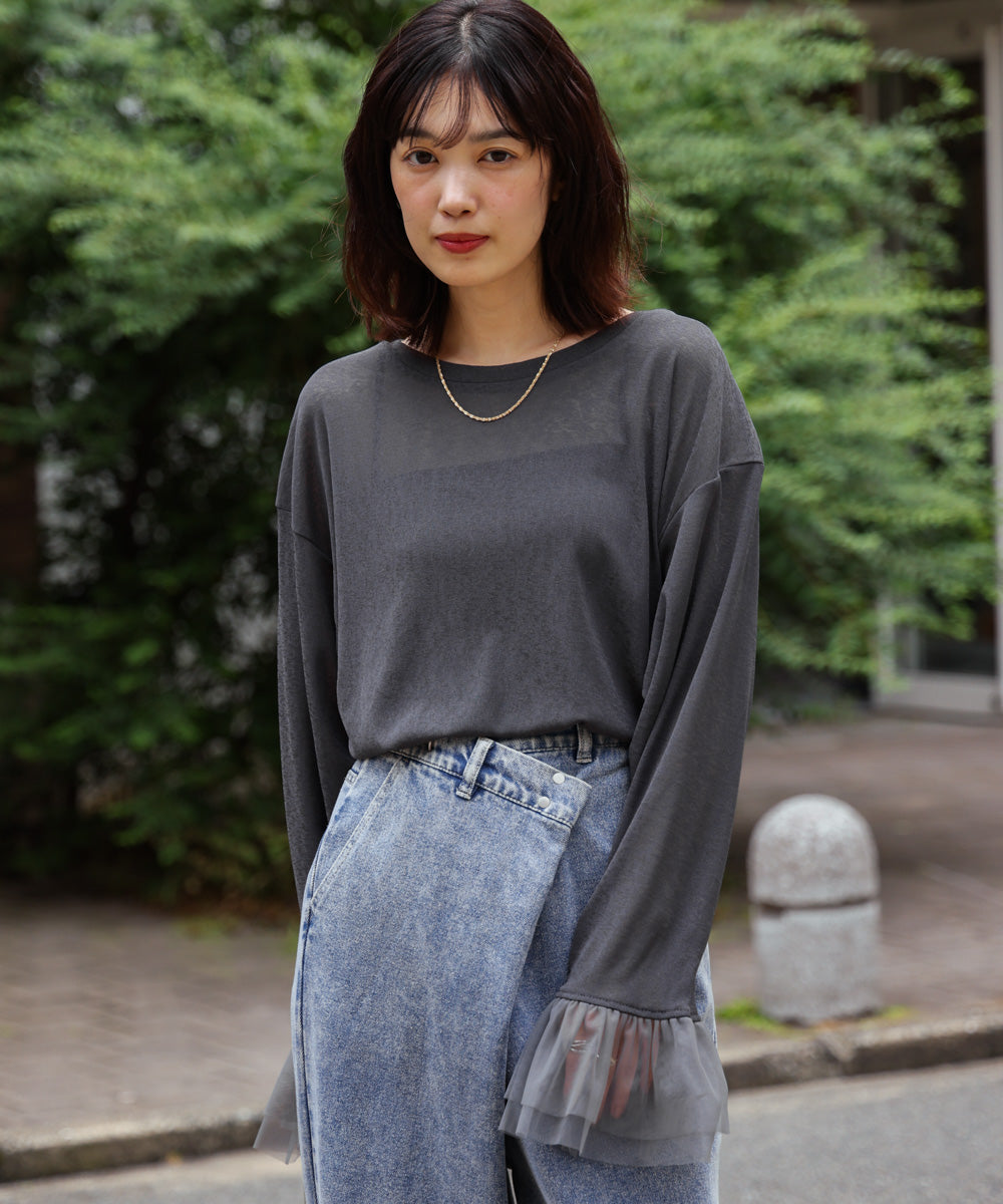 【WEB限定】チュールペプラム袖プルオーバー