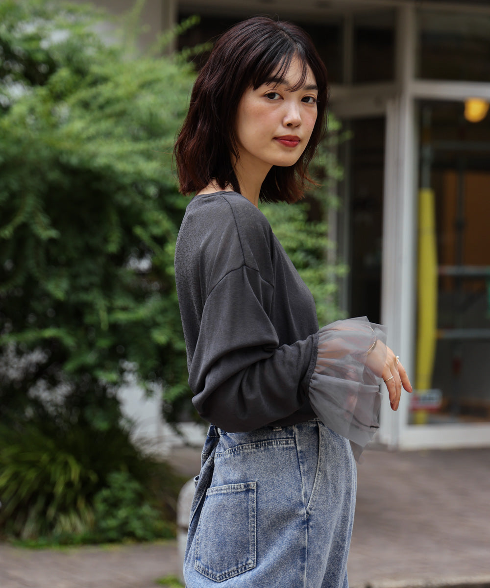 【WEB限定】チュールペプラム袖プルオーバー