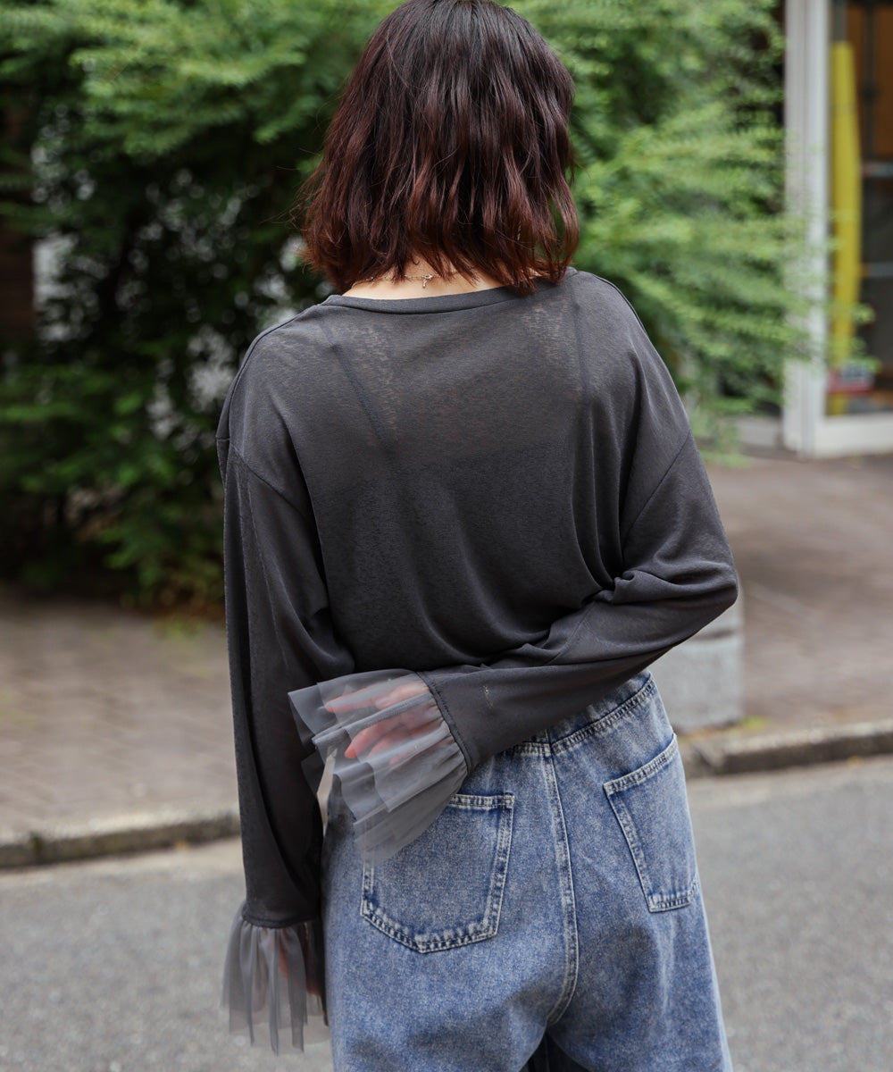 【WEB限定】チュールペプラム袖プルオーバー