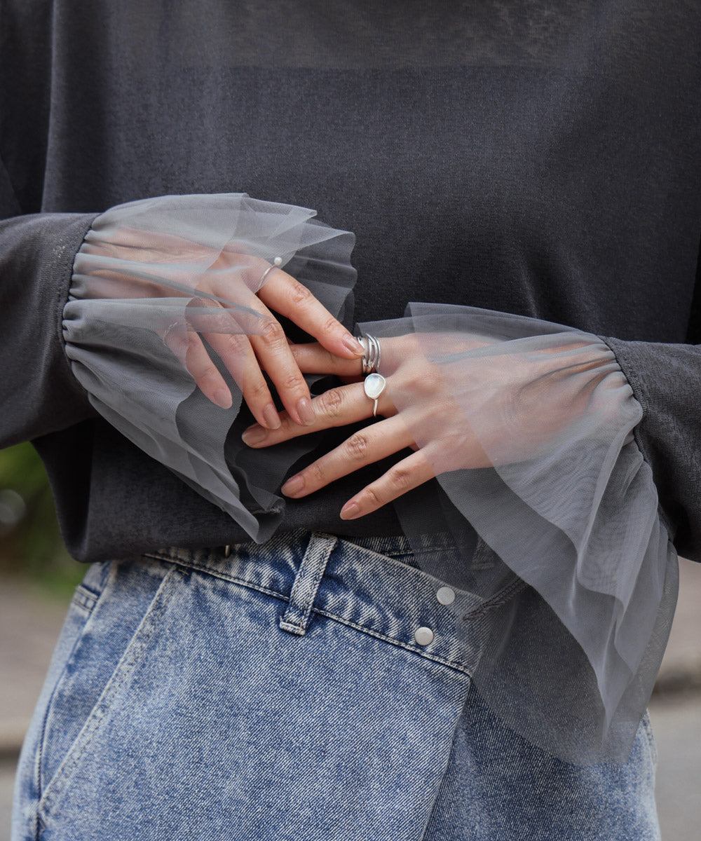 【WEB限定】チュールペプラム袖プルオーバー