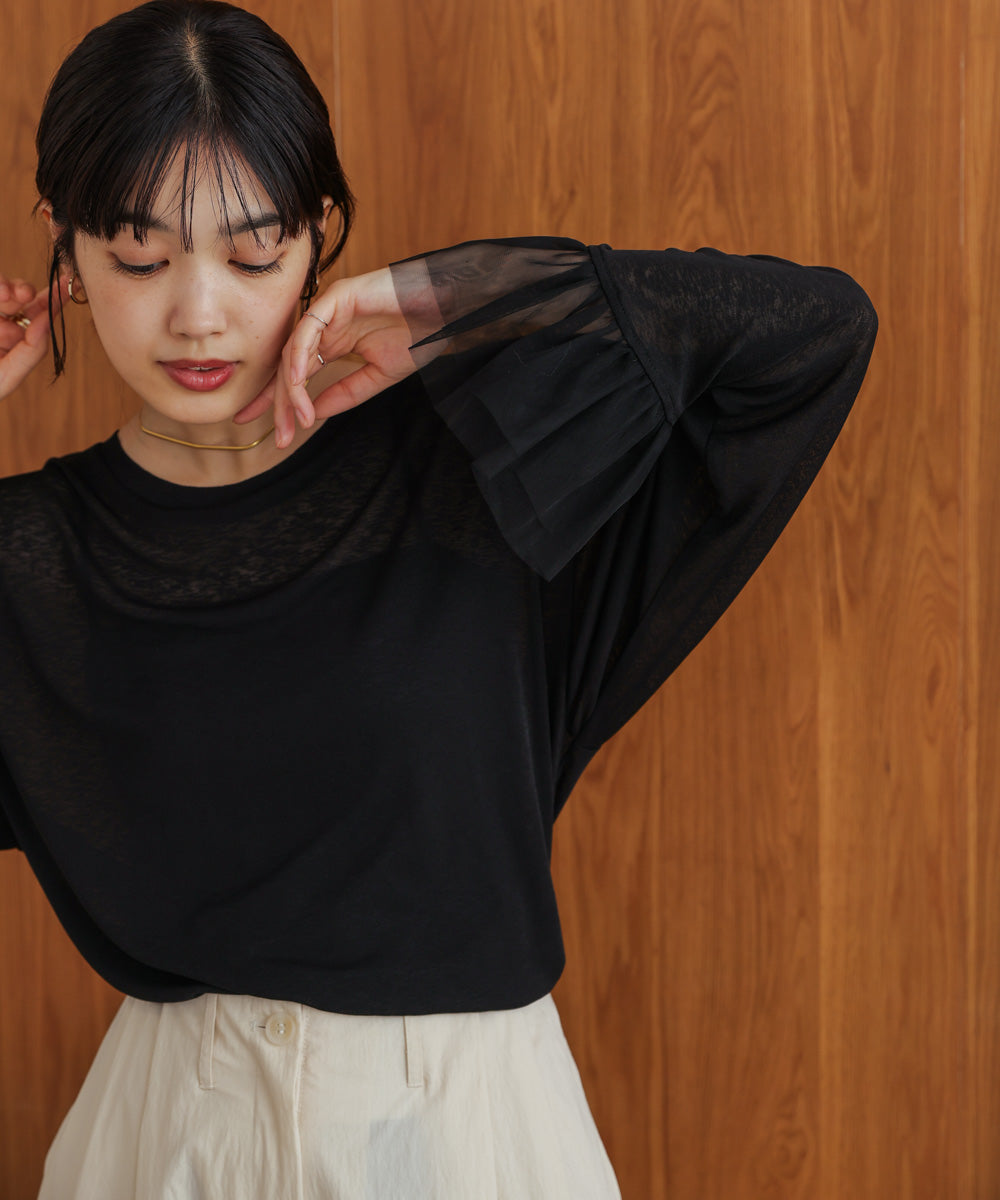 【WEB限定】チュールペプラム袖プルオーバー