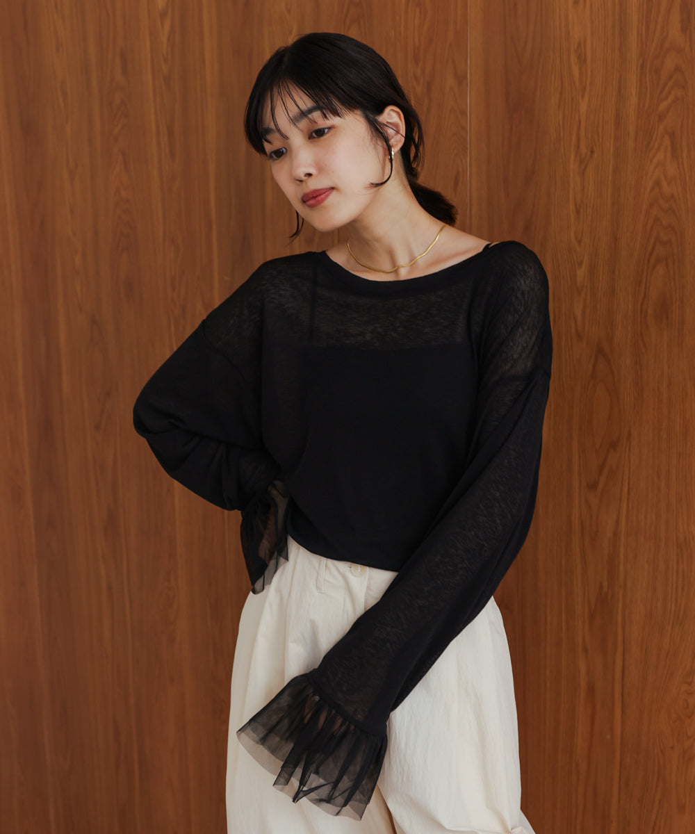 【WEB限定】チュールペプラム袖プルオーバー