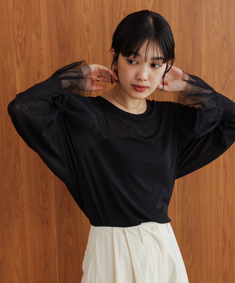 【WEB限定】チュールペプラム袖プルオーバー
