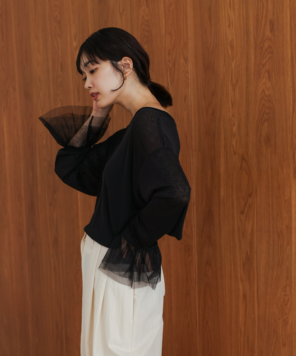 【WEB限定】チュールペプラム袖プルオーバー