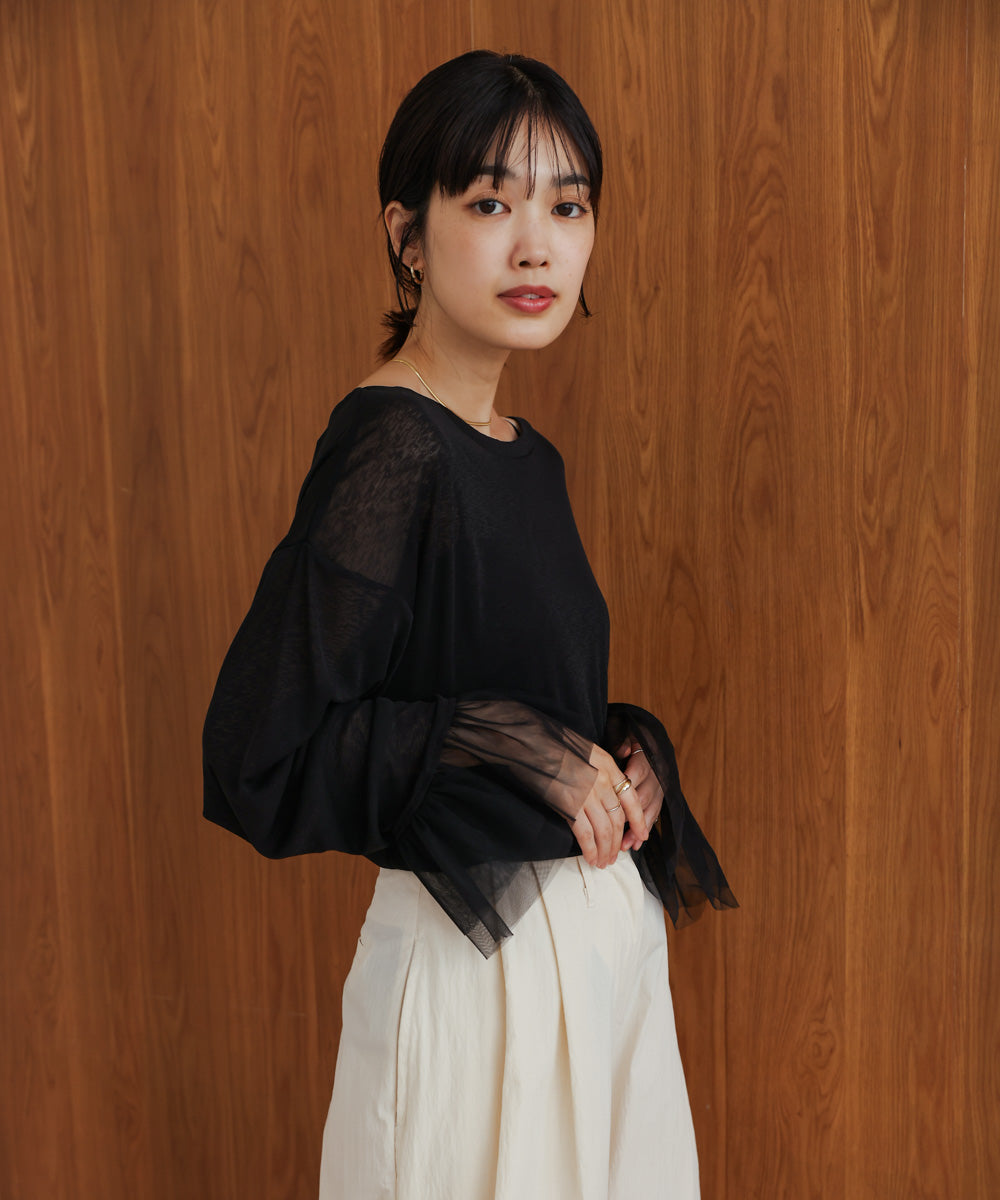 【WEB限定】チュールペプラム袖プルオーバー