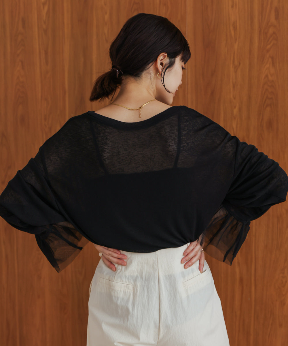 【WEB限定】チュールペプラム袖プルオーバー