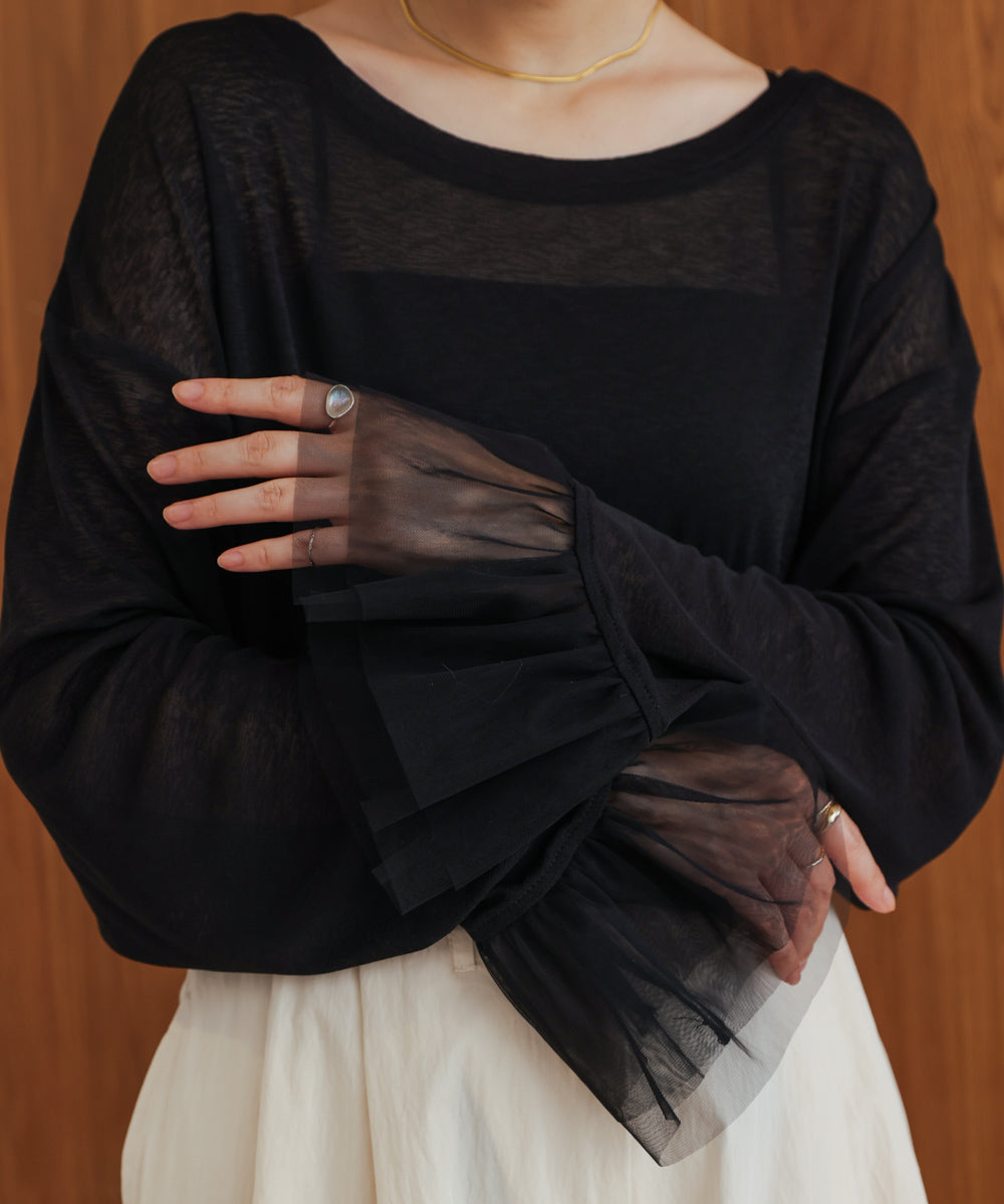 【WEB限定】チュールペプラム袖プルオーバー