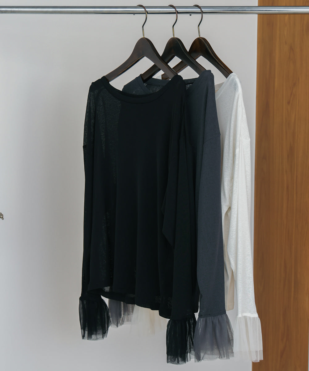 【WEB限定】チュールペプラム袖プルオーバー