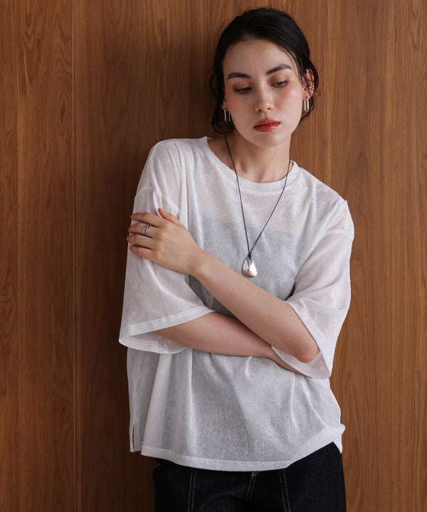 【WEB限定】シアーベロア五分袖Tシャツ