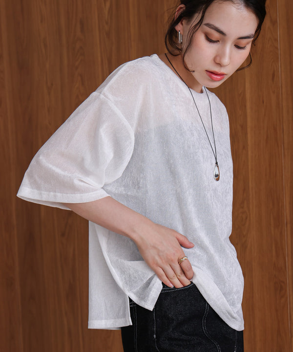 【WEB限定】シアーベロア五分袖Tシャツ