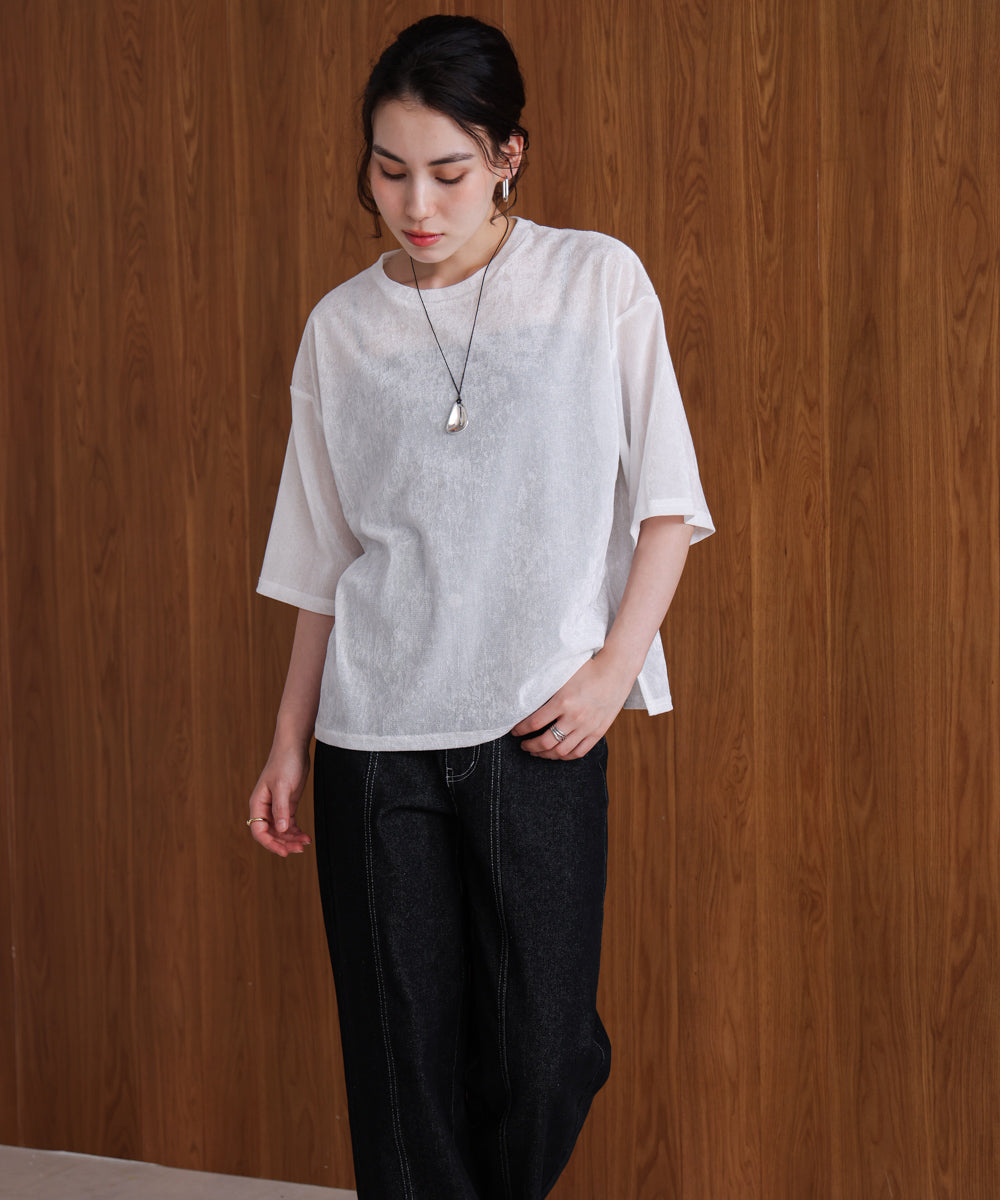 【WEB限定】シアーベロア五分袖Tシャツ