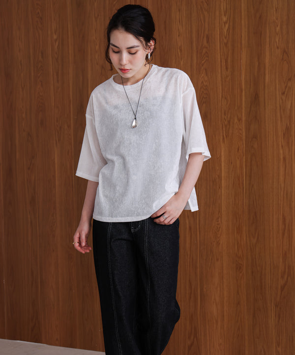 【WEB限定】シアーベロア五分袖Tシャツ