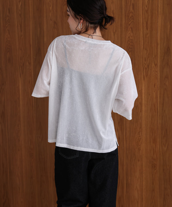 【WEB限定】シアーベロア五分袖Tシャツ