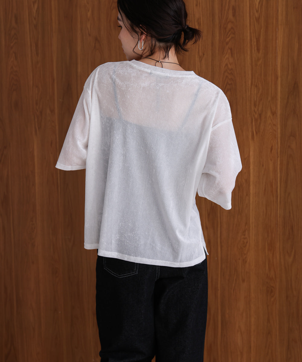 【WEB限定】シアーベロア五分袖Tシャツ