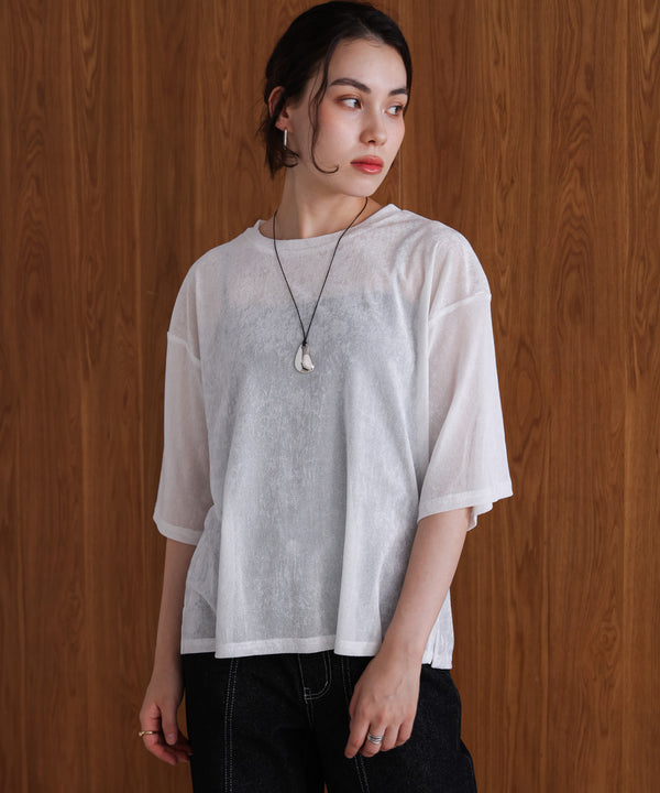 【WEB限定】シアーベロア五分袖Tシャツ