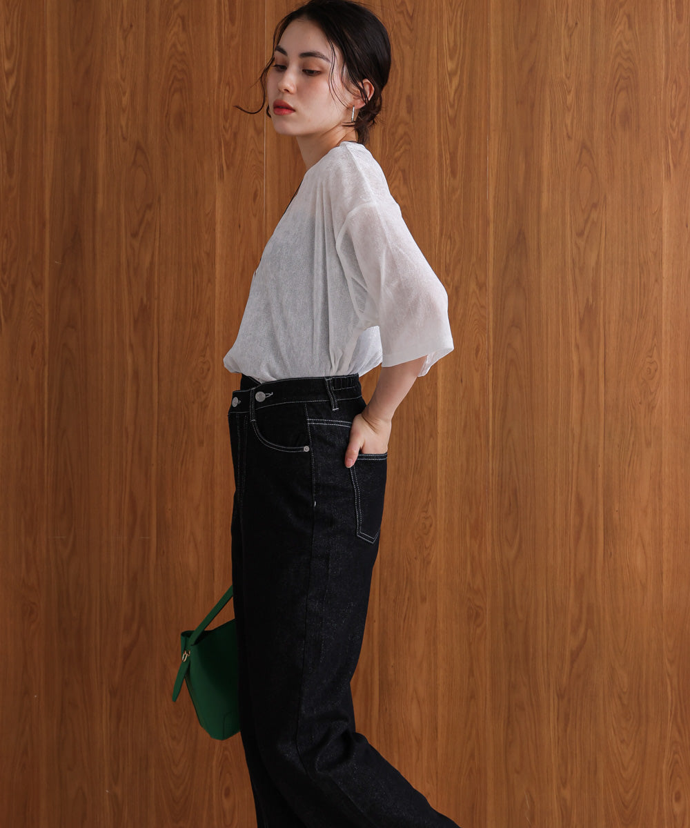 【WEB限定】シアーベロア五分袖Tシャツ